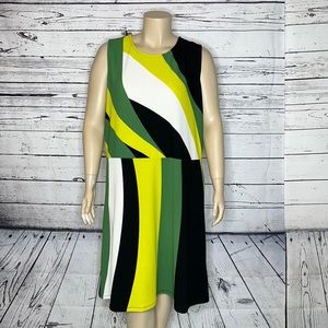 Ashley Stewart Green and Black Midi Dress